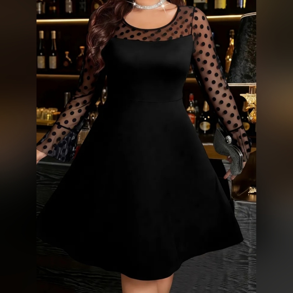 Gothic Bell Cuff Polka Dot Witchy Dress